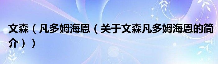 文森（凡多姆海恩（關(guān)于文森凡多姆海恩的簡(jiǎn)介））