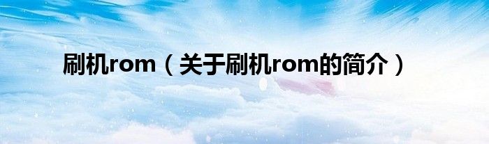 刷機rom（關(guān)于刷機rom的簡介）