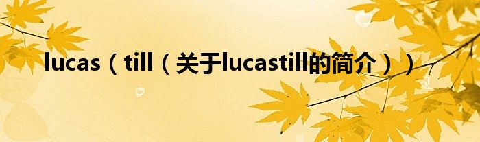 lucas（till（關(guān)于lucastill的簡介））