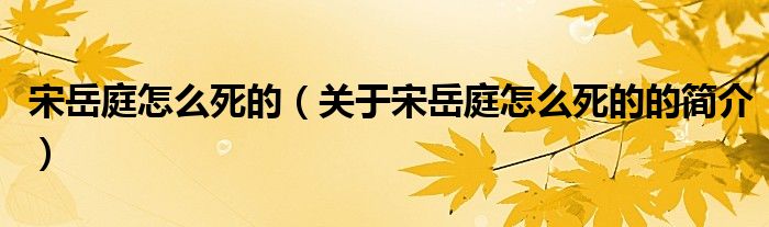 宋岳庭怎么死的（關(guān)于宋岳庭怎么死的的簡介）