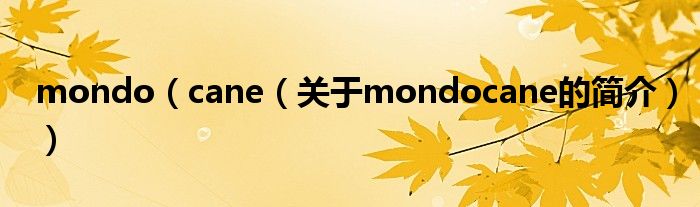 mondo（cane（關于mondocane的簡介））