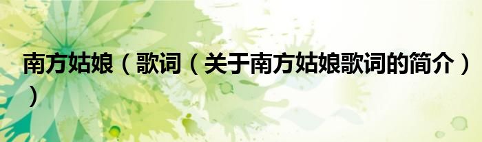 南方姑娘（歌詞（關(guān)于南方姑娘歌詞的簡(jiǎn)介））