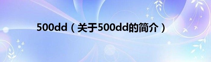 500dd（關(guān)于500dd的簡介）