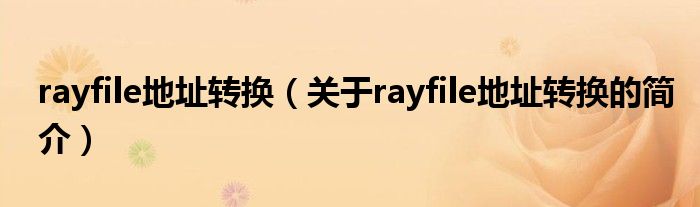 rayfile地址轉(zhuǎn)換（關(guān)于rayfile地址轉(zhuǎn)換的簡介）