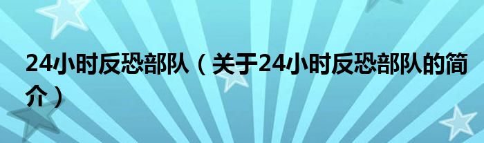 24小時(shí)反恐部隊(duì)（關(guān)于24小時(shí)反恐部隊(duì)的簡(jiǎn)介）