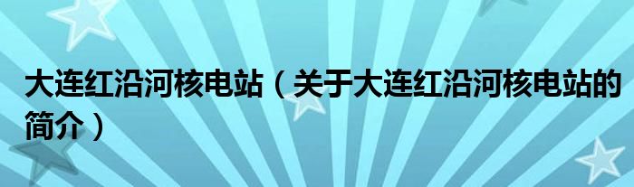 大連紅沿河核電站（關(guān)于大連紅沿河核電站的簡介）