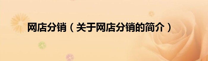 網(wǎng)店分銷（關(guān)于網(wǎng)店分銷的簡(jiǎn)介）