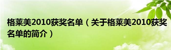 格萊美2010獲獎(jiǎng)名單（關(guān)于格萊美2010獲獎(jiǎng)名單的簡介）