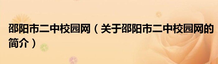 邵陽市二中校園網（關于邵陽市二中校園網的簡介）