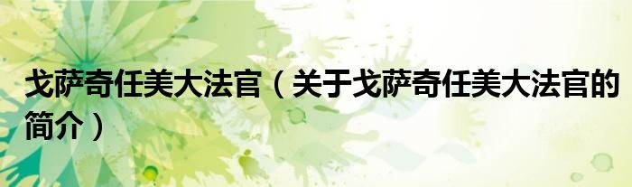 戈薩奇任美大法官（關(guān)于戈薩奇任美大法官的簡(jiǎn)介）