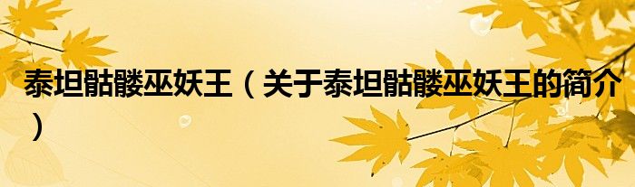 泰坦骷髏巫妖王（關(guān)于泰坦骷髏巫妖王的簡(jiǎn)介）