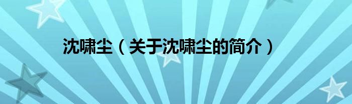 沈嘯塵（關(guān)于沈嘯塵的簡(jiǎn)介）