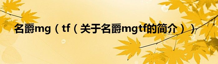 名爵mg（tf（關(guān)于名爵mgtf的簡(jiǎn)介））