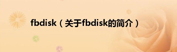 fbdisk（關于fbdisk的簡介）