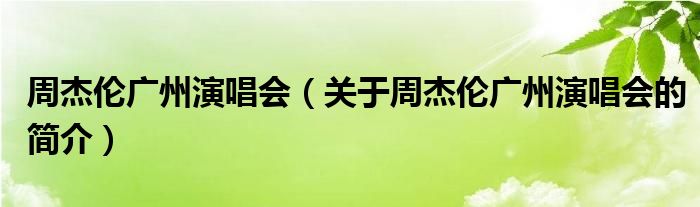 周杰倫廣州演唱會（關(guān)于周杰倫廣州演唱會的簡介）