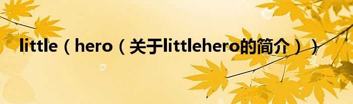 little（hero（關(guān)于littlehero的簡介））