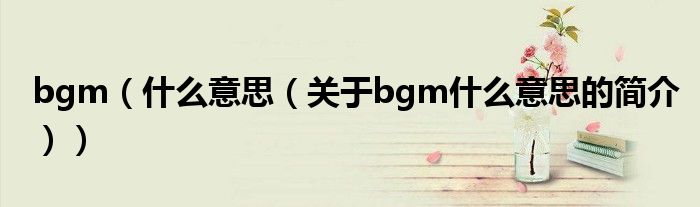 bgm（什么意思（關(guān)于bgm什么意思的簡介））