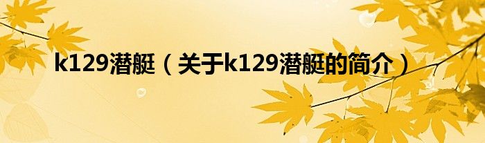 k129潛艇（關(guān)于k129潛艇的簡(jiǎn)介）