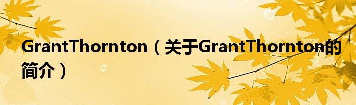 GrantThornton（關(guān)于GrantThornton的簡介）