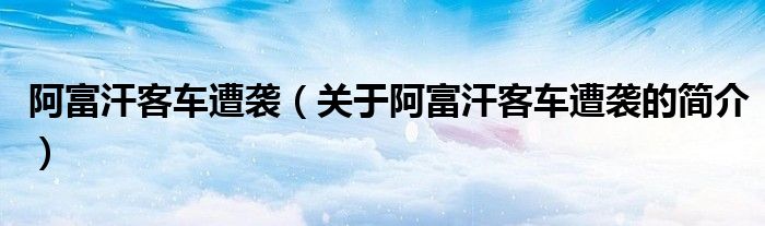 阿富汗客車遭襲（關(guān)于阿富汗客車遭襲的簡(jiǎn)介）