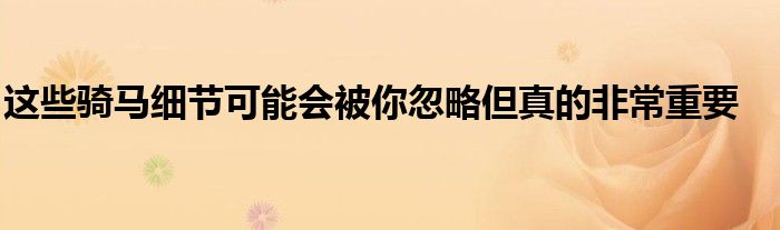 這些騎馬細節(jié)可能會被你忽略但真的非常重要