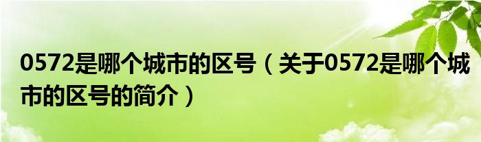 0572是哪個(gè)城市的區(qū)號(hào)（關(guān)于0572是哪個(gè)城市的區(qū)號(hào)的簡(jiǎn)介）