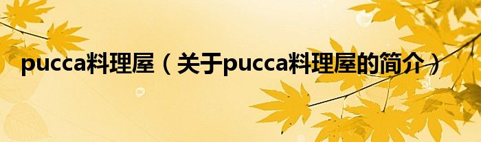 pucca料理屋（關(guān)于pucca料理屋的簡(jiǎn)介）