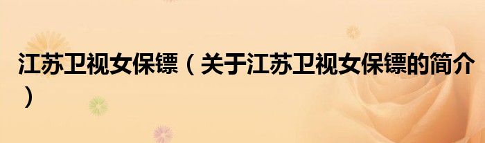 江蘇衛(wèi)視女保鏢（關(guān)于江蘇衛(wèi)視女保鏢的簡(jiǎn)介）