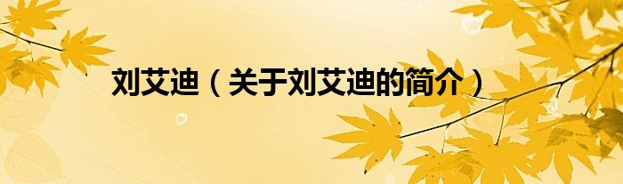 劉艾迪（關(guān)于劉艾迪的簡(jiǎn)介）