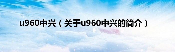 u960中興（關(guān)于u960中興的簡(jiǎn)介）