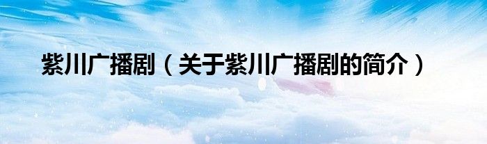 紫川廣播?。P(guān)于紫川廣播劇的簡介）