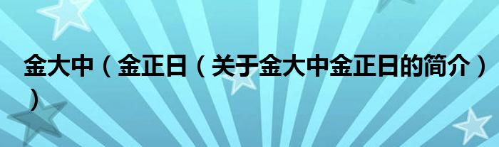 金大中（金正日（關(guān)于金大中金正日的簡(jiǎn)介））