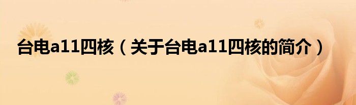 臺電a11四核（關(guān)于臺電a11四核的簡介）