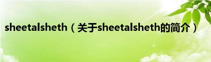 sheetalsheth（關(guān)于sheetalsheth的簡(jiǎn)介）