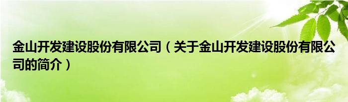 金山開發(fā)建設股份有限公司（關于金山開發(fā)建設股份有限公司的簡介）