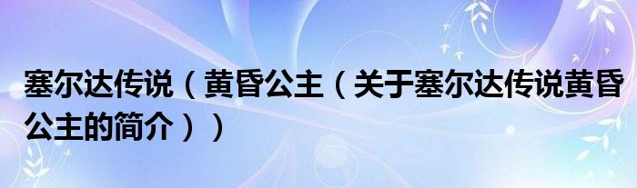 塞爾達傳說（黃昏公主（關于塞爾達傳說黃昏公主的簡介））