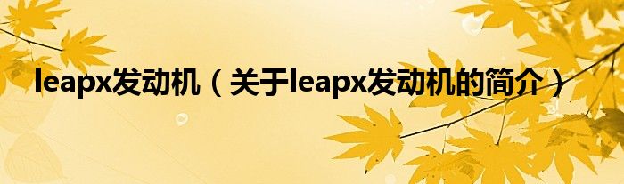 leapx發(fā)動機（關于leapx發(fā)動機的簡介）