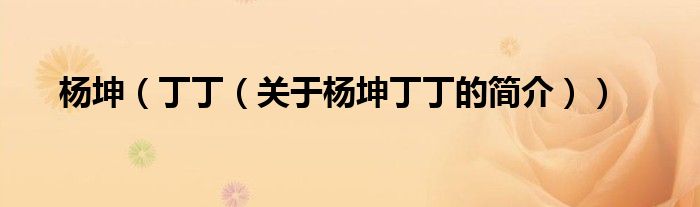 楊坤（丁丁（關(guān)于楊坤丁丁的簡(jiǎn)介））