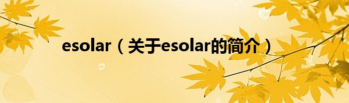 esolar（關(guān)于esolar的簡介）