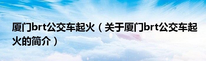 廈門brt公交車起火（關(guān)于廈門brt公交車起火的簡介）