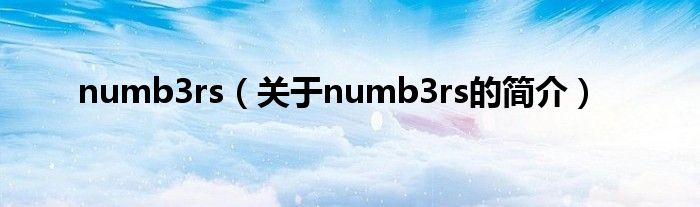 numb3rs（關(guān)于numb3rs的簡介）