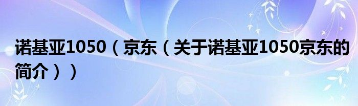 諾基亞1050（京東（關(guān)于諾基亞1050京東的簡(jiǎn)介））