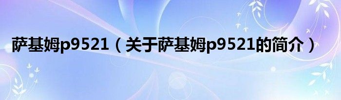 薩基姆p9521（關(guān)于薩基姆p9521的簡介）