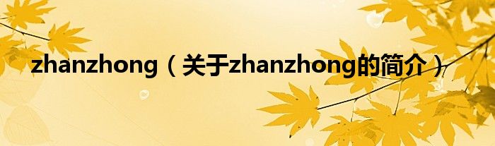 zhanzhong（關(guān)于zhanzhong的簡(jiǎn)介）