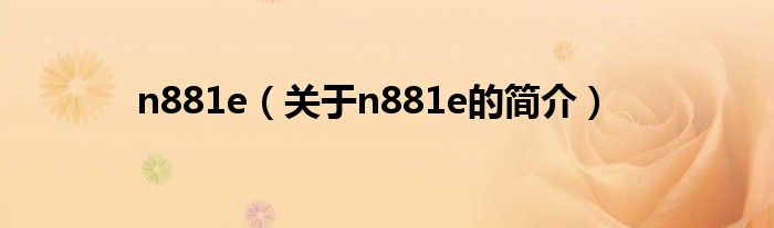 n881e（關(guān)于n881e的簡(jiǎn)介）