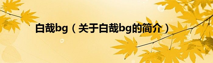 白哉bg（關(guān)于白哉bg的簡介）