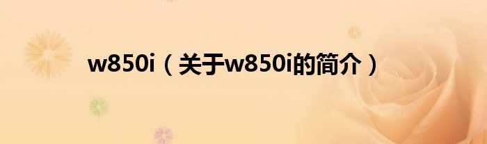 w850i（關于w850i的簡介）