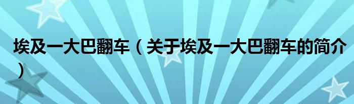 埃及一大巴翻車（關(guān)于埃及一大巴翻車的簡介）