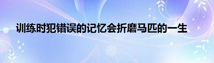 訓(xùn)練時(shí)犯錯(cuò)誤的記憶會(huì)折磨馬匹的一生