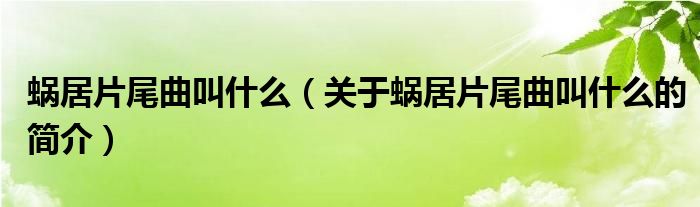 蝸居片尾曲叫什么（關(guān)于蝸居片尾曲叫什么的簡(jiǎn)介）